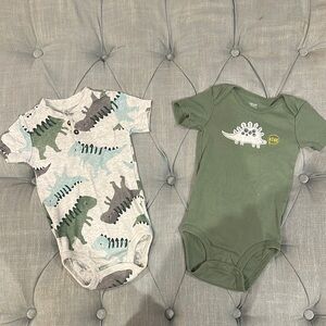 Carter's Green and Gray Dinosaur Bodysuits